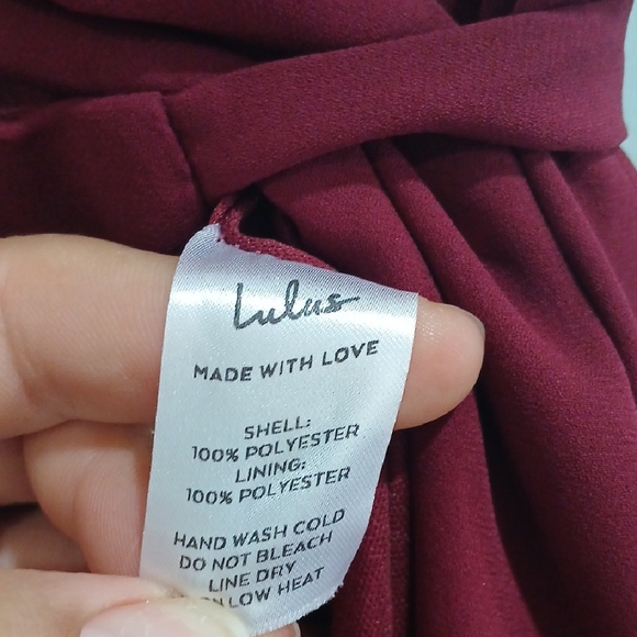 Lulu's Burgundy High Low Wrap Dress Gentle Used Sz Small - Picture 6 of 7
